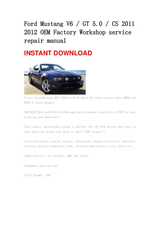 1998 ford mustang gt repair manual download pdf